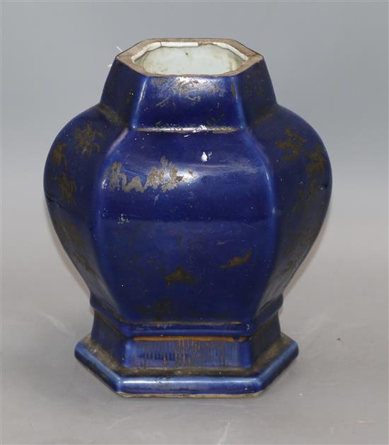 A Chinese blue ground vase, 18th/19th century height 24.5cm
